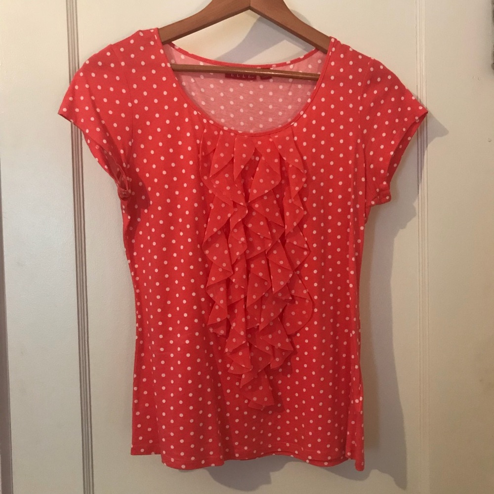 Polka Dot Tee with chiffon ruffles